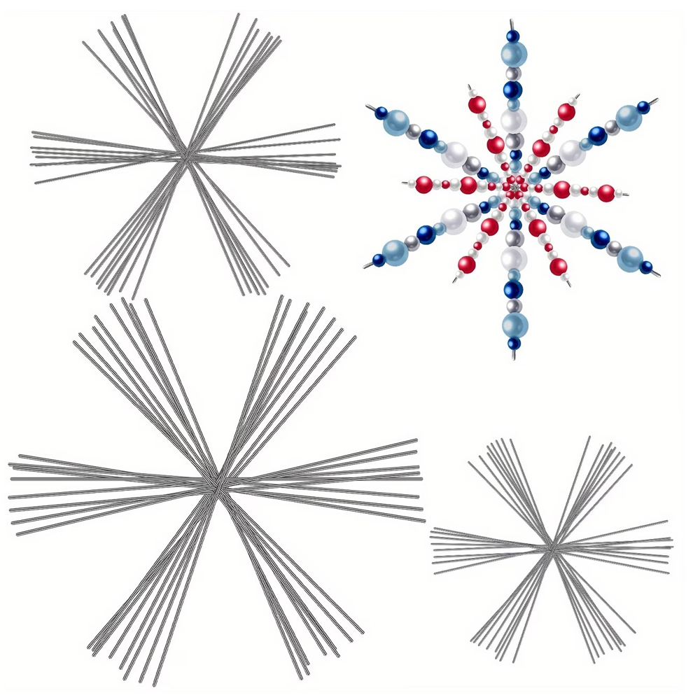 Embroidery Xmas - 15PCS Christmas Snowflake Metal Wire 3.7/4.5/6