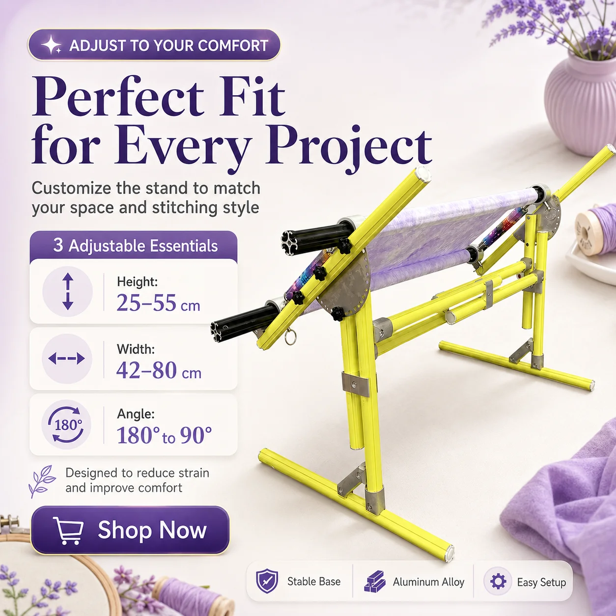 Embroidery Frame - 2 in 1 Adjustable Aluminum Cross