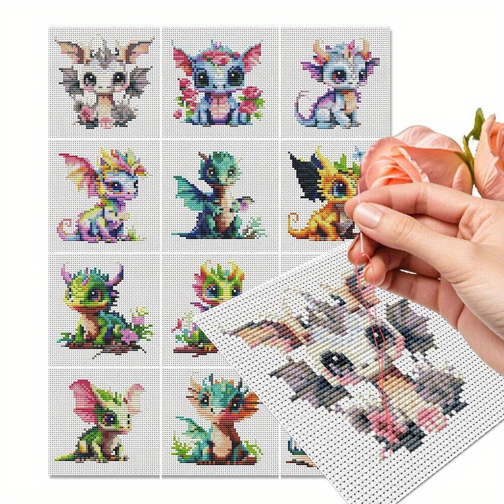 12Pcs Dragon Cross Stitch 11CT - Embroidery Tas recension och pris