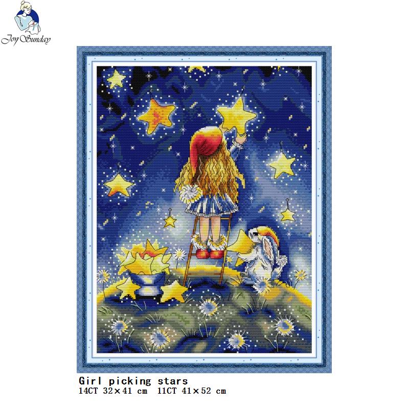 Girl Picking Stars DIY Hand Co - Embroidery Tas recension och pris
