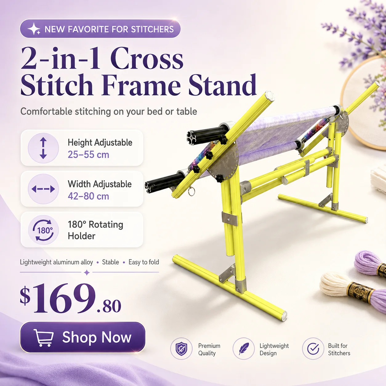 2 in 1 Adjustable Aluminum Cro - Embroidery Frame recension och pris