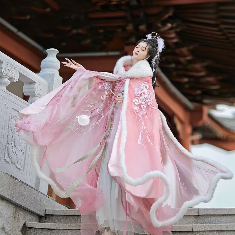 Pink&Red Hanfu Cloak Dress Wom - Embroidery Xmas recension och pris