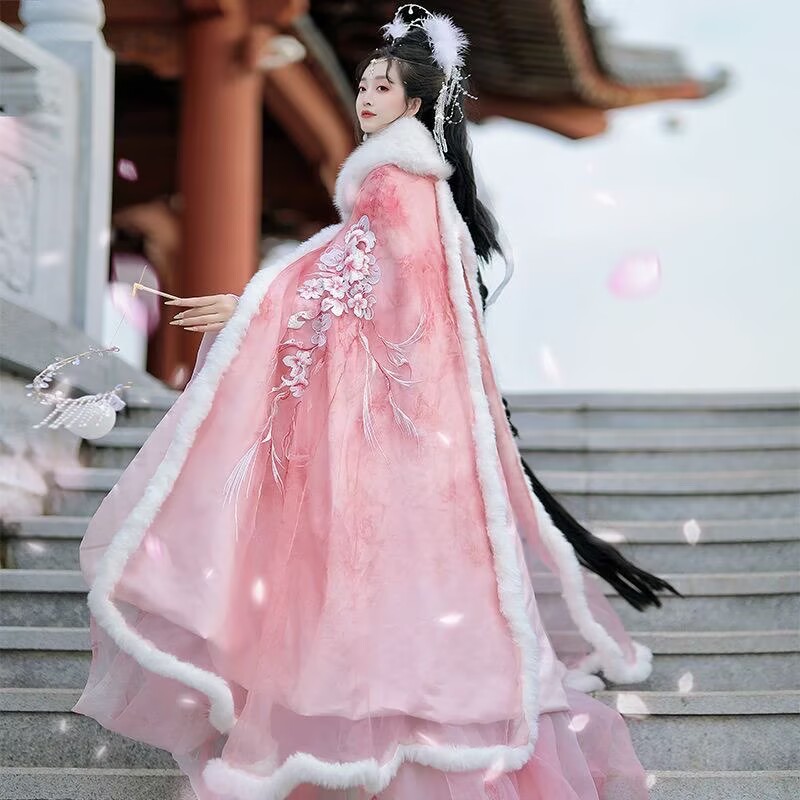 Pink&Red Hanfu Cloak Dress Wom - Embroidery Xmas recension och pris